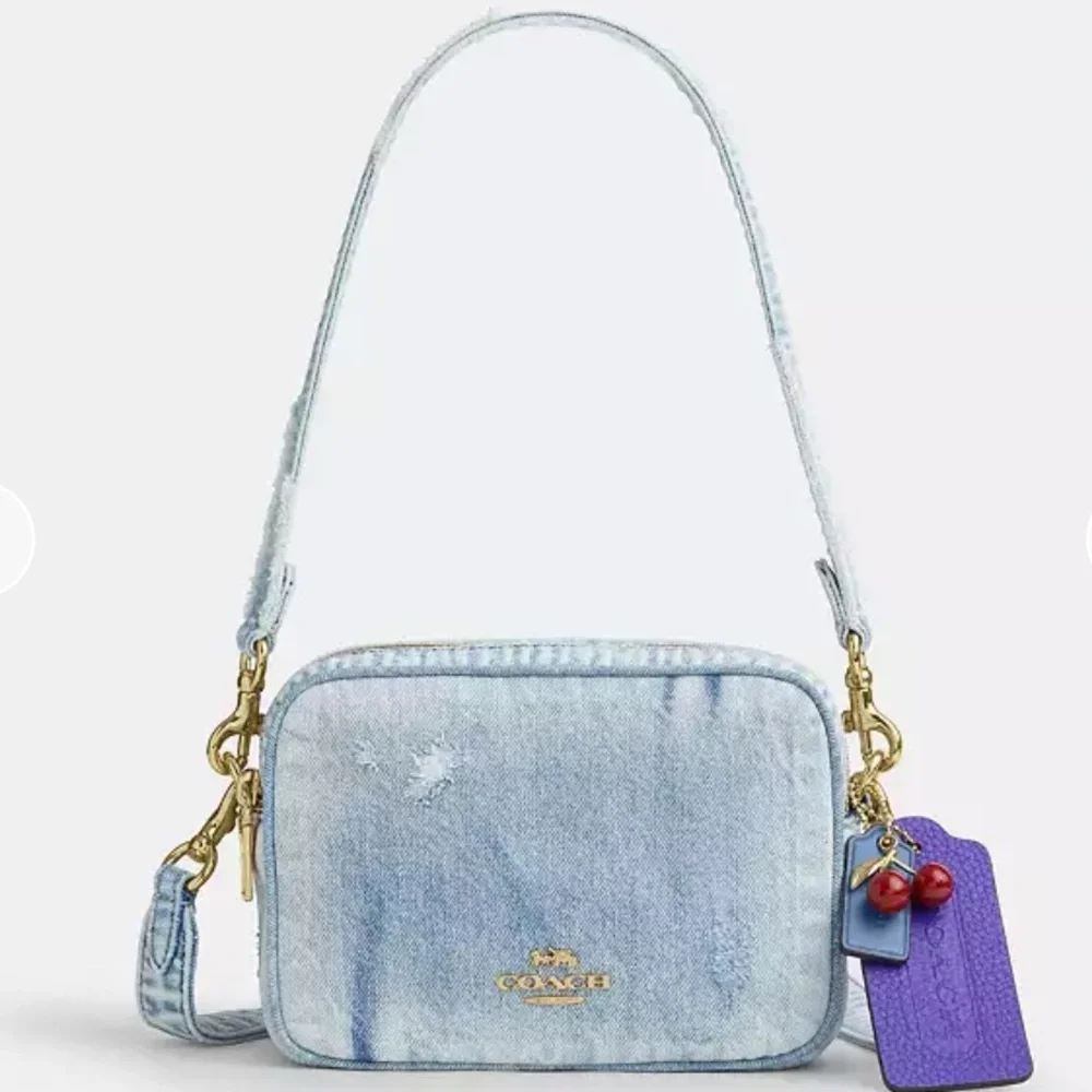 Coach Mini Carey Crossbody Bag In Loved Denim With Charms - Picture 1 of 7